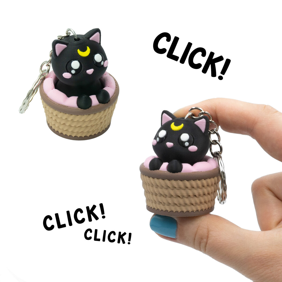 Clicker Czarny Kotek Brelok